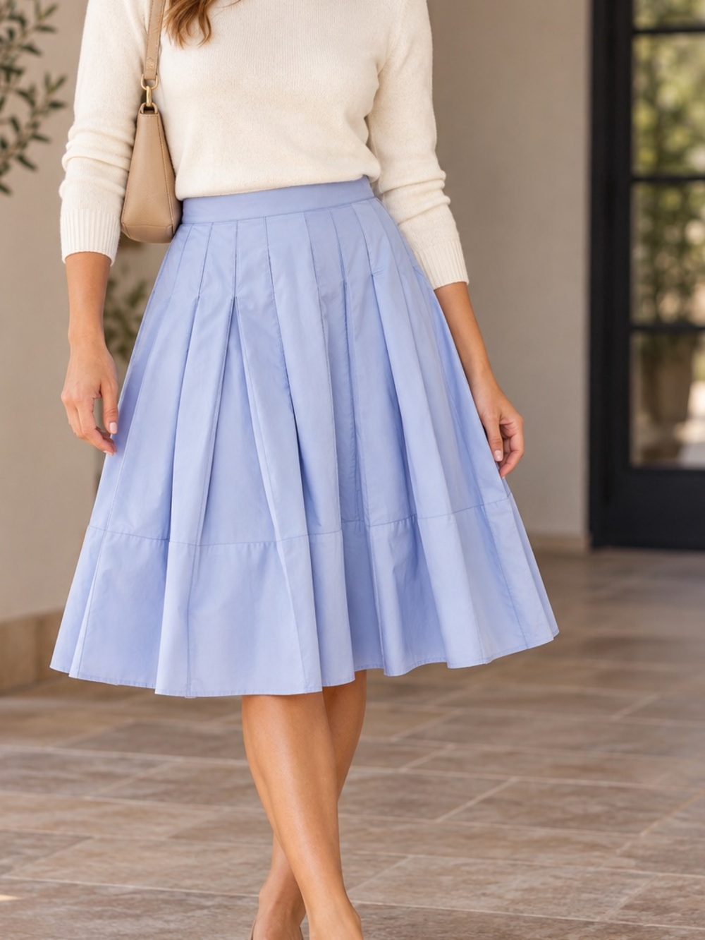Ann Taylor pleated cotton skirt
